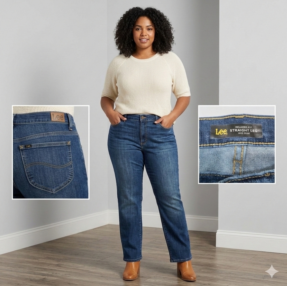 Lee Relaxed Fit Straight Leg Women's Jeans Size 14 - Dark Wash